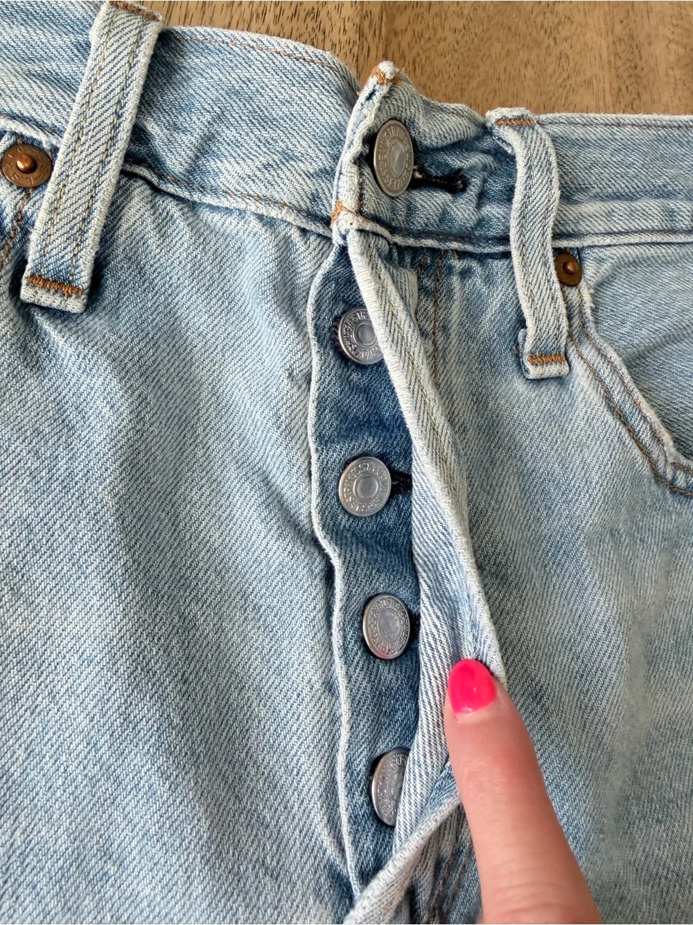 Levi's 501 High-Rise Denim Light Wash Distressed Denim Cutoff Shorts 26